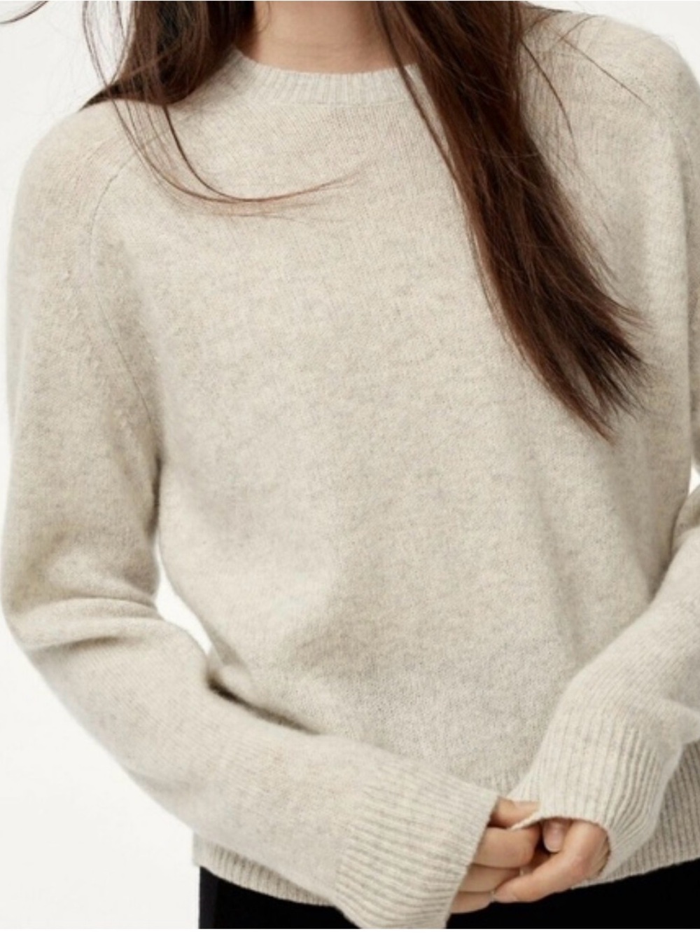 Aritzia Crewneck Sweater in Light Beige